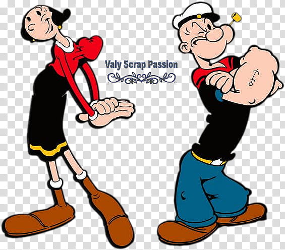 Popeye and Olive Oyl Classic Cartoon Illustration | Valy Scrap Passion