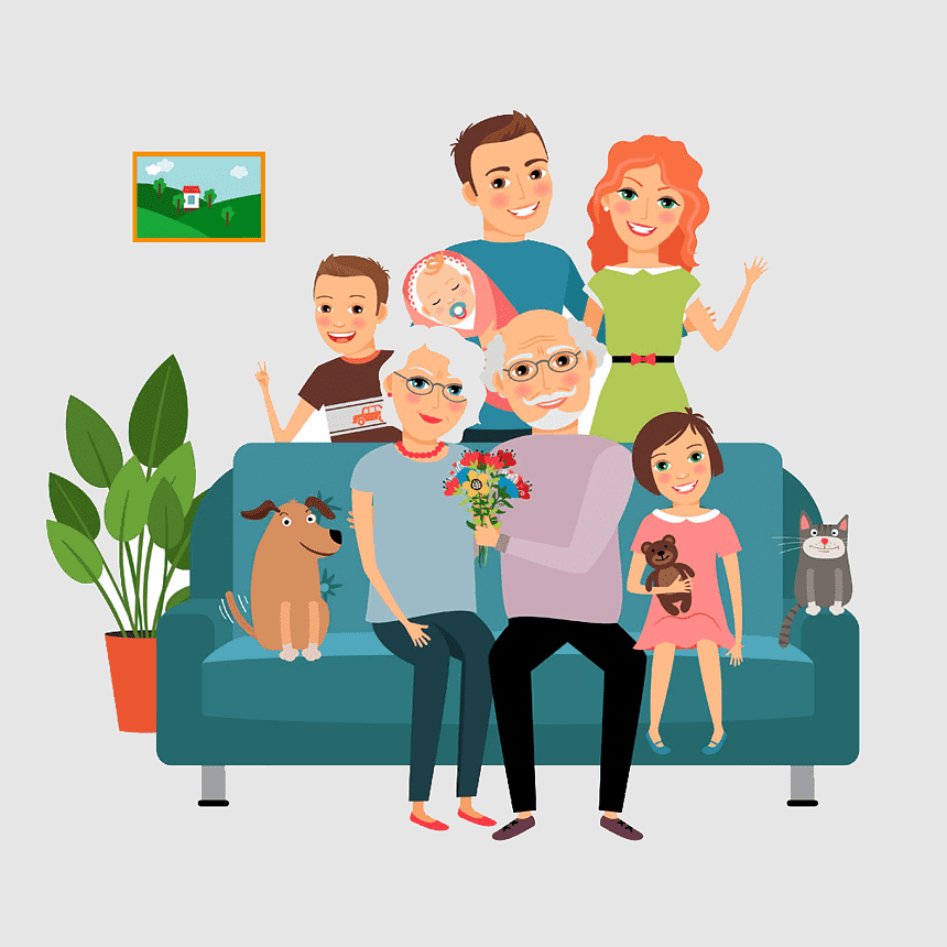 Parents And Children PNG Transparent, Family Portrait Elderly - Clip ...