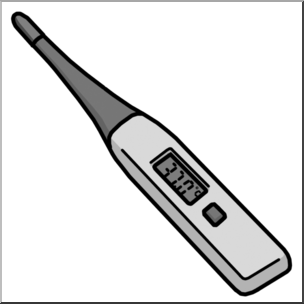 Digital clinical thermometer displaying a reading of 37.0°C, with a sleek gray body and LCD screen.