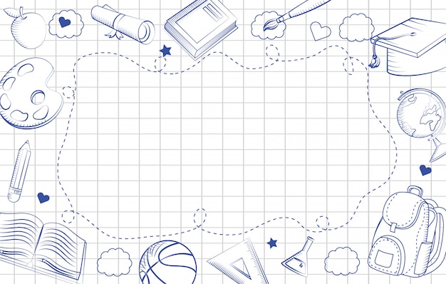 Back-to-School Doodle Border Illustration - Free Educational Clipart