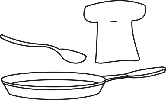 Cooking Essentials Illustration - Frying Pan, Spoon & Chef’s Hat