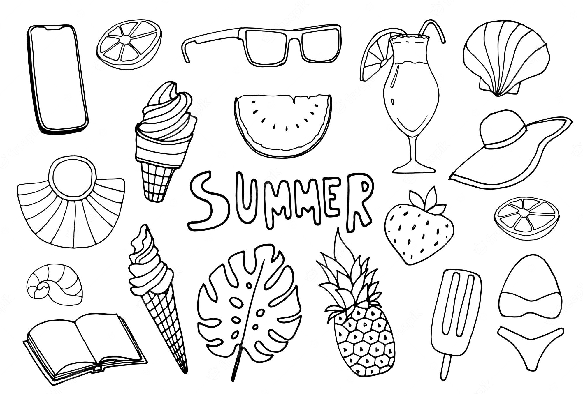 Summer. Summer time. Things of summer. Clip art. Summer set. PNG ...