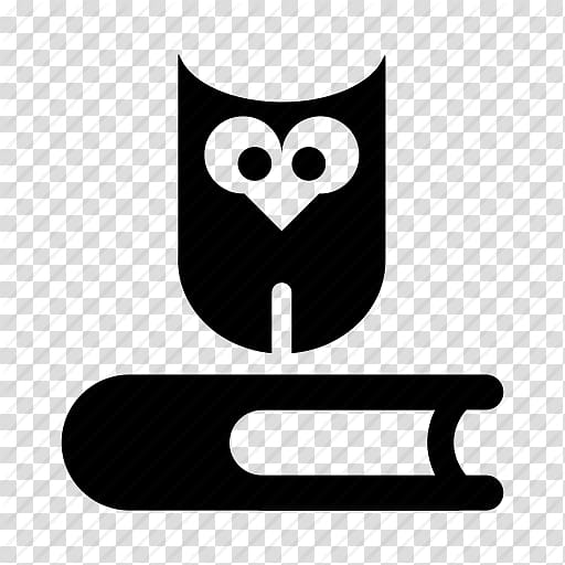 Black silhouette of an owl perched on an open book, symbolizing wisdom and learning.