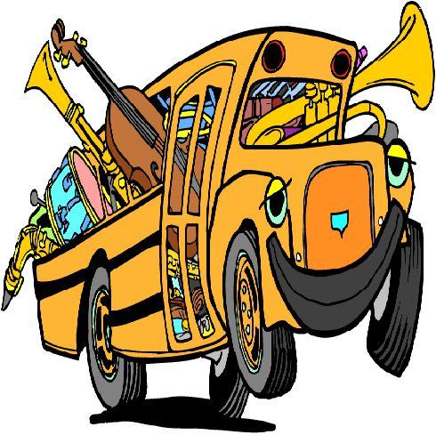 Fun Music School Bus Illustration for Kids’ Education & Band Programs