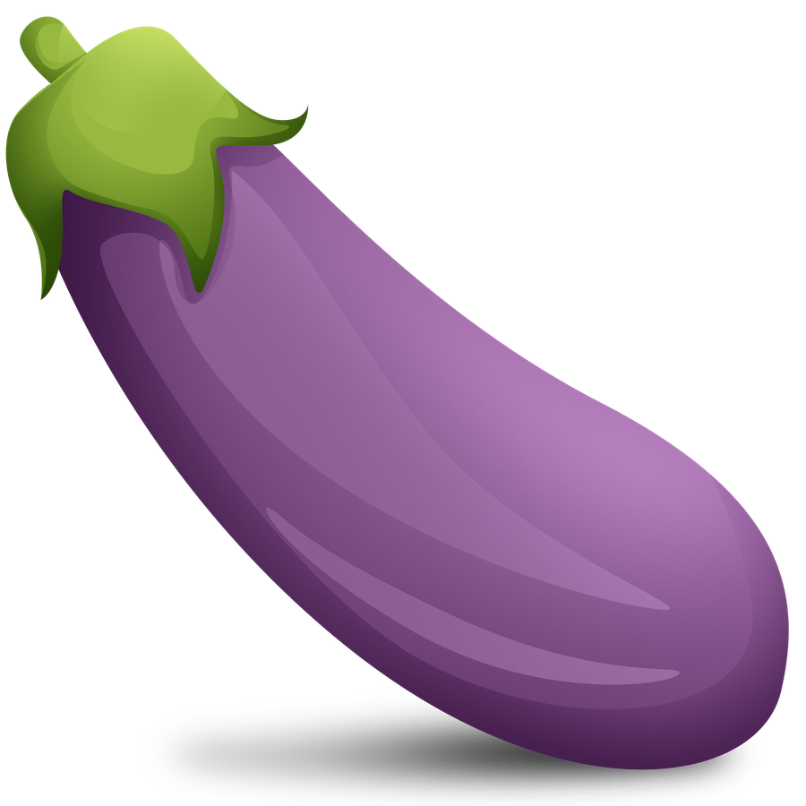 Purple eggplant with green calyx, glossy skin, and tapered shape on black background.
