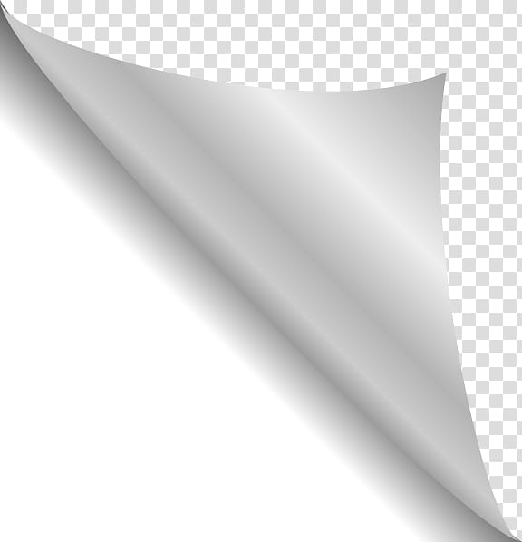 Realistic curled white paper corner with soft shadow on transparent background