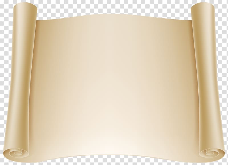 Vintage beige parchment scroll with rolled edges on transparent background.