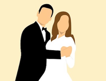 Elegant Wedding Couple Illustration for Bridal Websites & Invitations