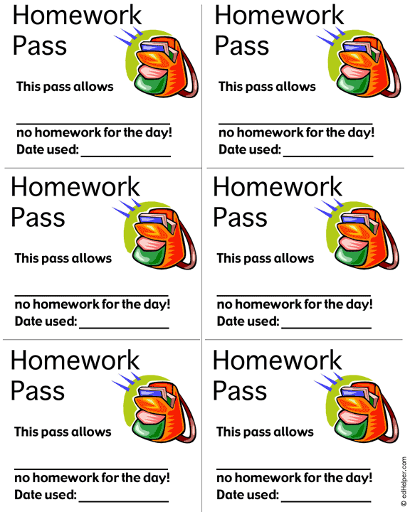 clip art homework pass