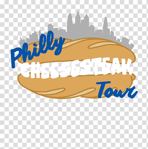 Philly Cheesesteak Tour logo featuring a hoagie roll, city skyline, and bold blue/white text.