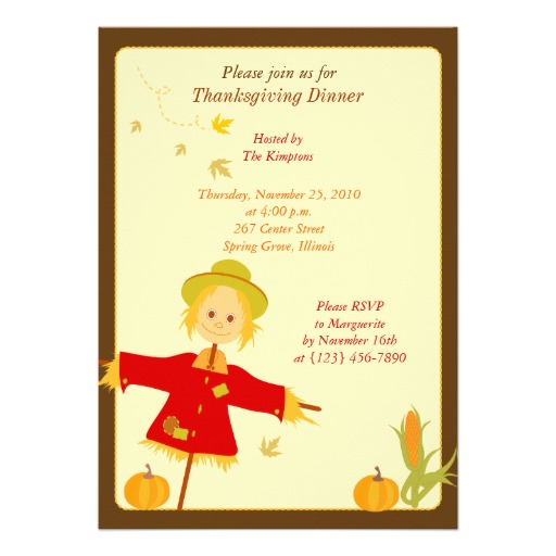 Free Printable Thanksgiving Dinner Invitation Template - Scarecrow Design