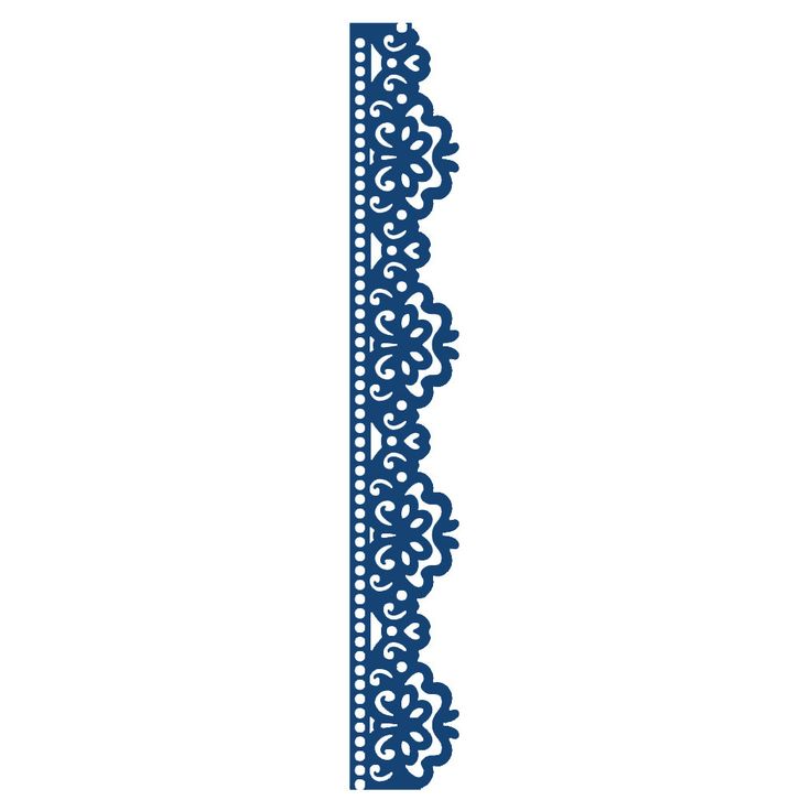Blue ornamental lace border with floral motifs and dotted edge, ideal for decorative framing or scrapbooking.