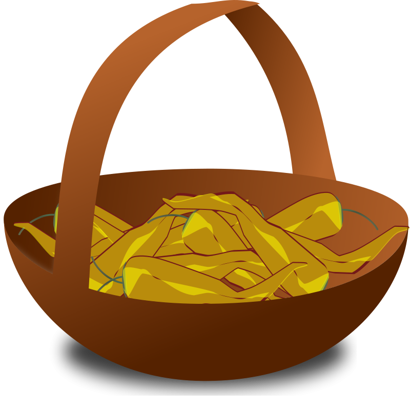 A brown woven basket filled with bright yellow chili peppers, illustrated in a clean vector style.