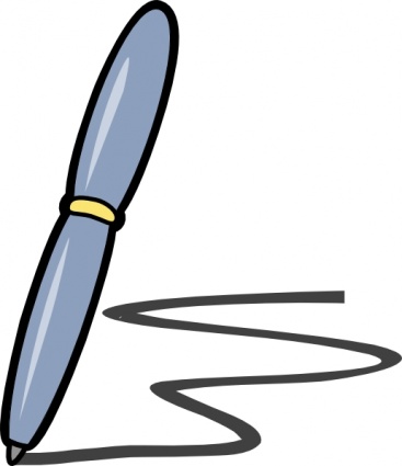 A light blue ballpoint pen with a gold band drawing a black wavy line on white background.