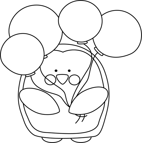 Penguin with Balloons Coloring Page - Free Printable Activity for Kids