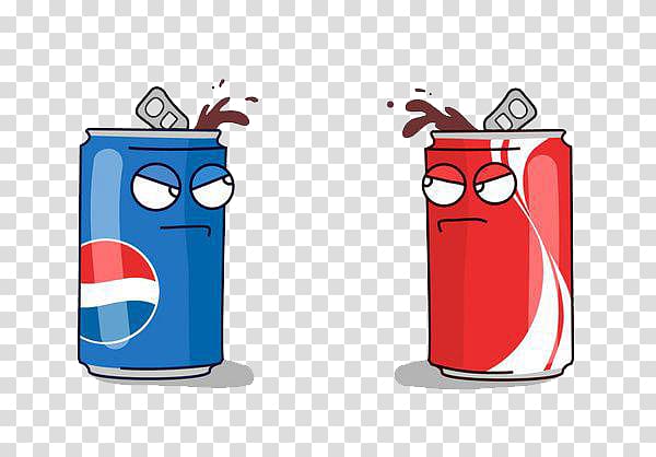 Pepsi vs Coke Cartoon Illustration - Soda Brand Rivalry Meme