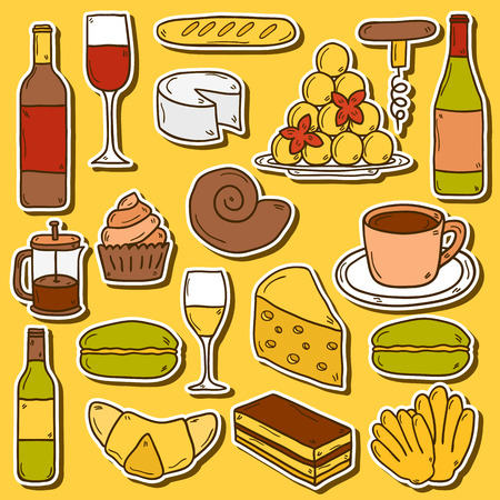 French Food Icons - Illustration of Classic Cuisine Staples