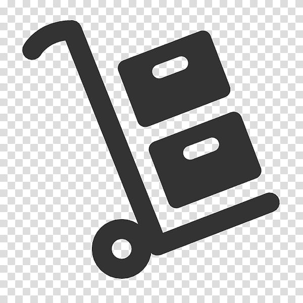 Black silhouette icon of a hand truck carrying two stacked boxes on transparent background.