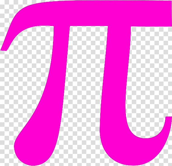 Bright pink Greek letter Pi symbol on transparent checkered background.