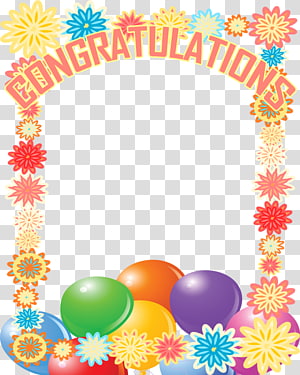 Congratulations Card Template - Festive Floral Frame with Balloons