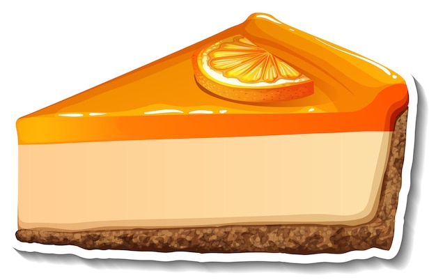 A vibrant slice of orange cheesecake with glossy glaze and citrus garnish on a crumbly crust.