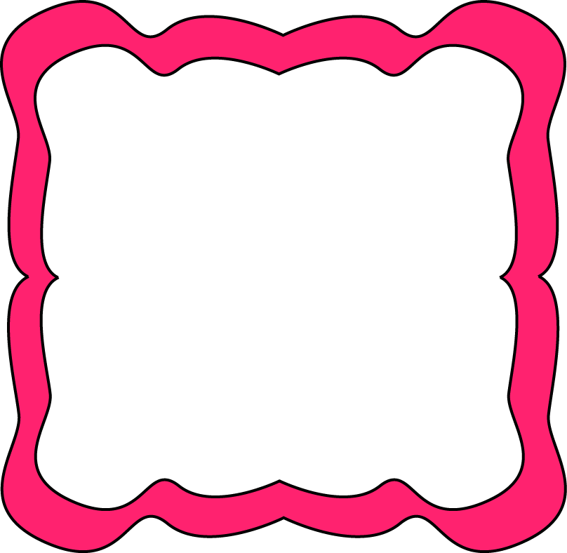 Vibrant pink scalloped border frame with white center, ideal for decorative layouts or scrapbooking.