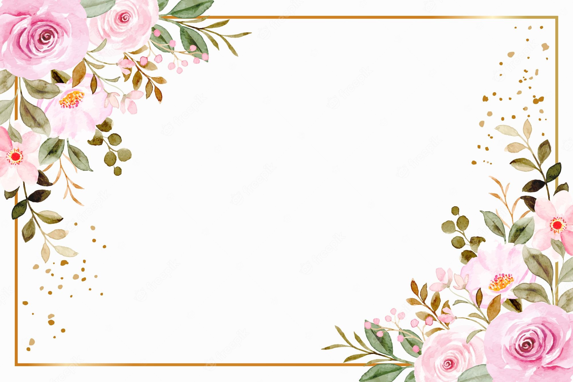 Elegant Pink Floral Frame Template for Invitations & Cards