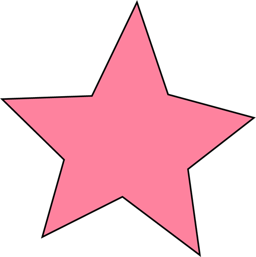 A solid pink five-pointed star with a black outline on a white background.