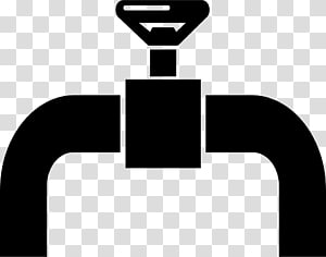 Black silhouette icon of a water faucet with handle, on transparent background.