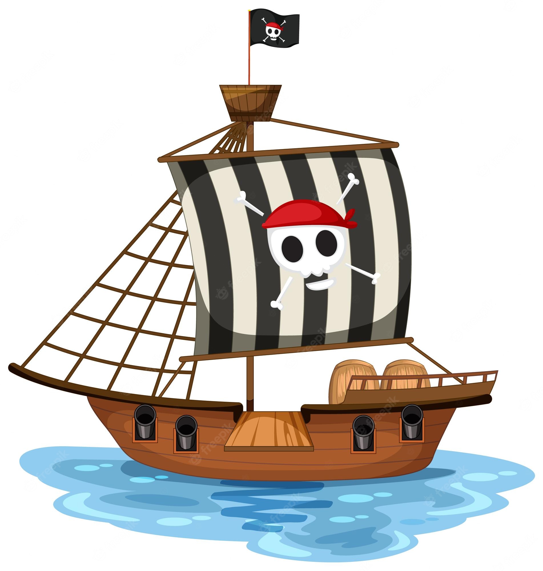 Premium Vector Watercolor Cute Pirate Ship Clipart For Greeting Card Clip Art Library