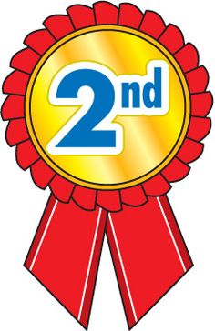 Red award ribbon with gold center displaying "2nd" in blue text, signifying second-place achievement.