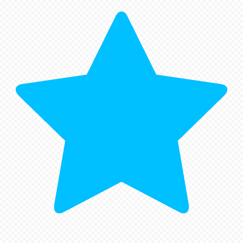 Bright blue five-pointed star on transparent background, simple vector icon design.