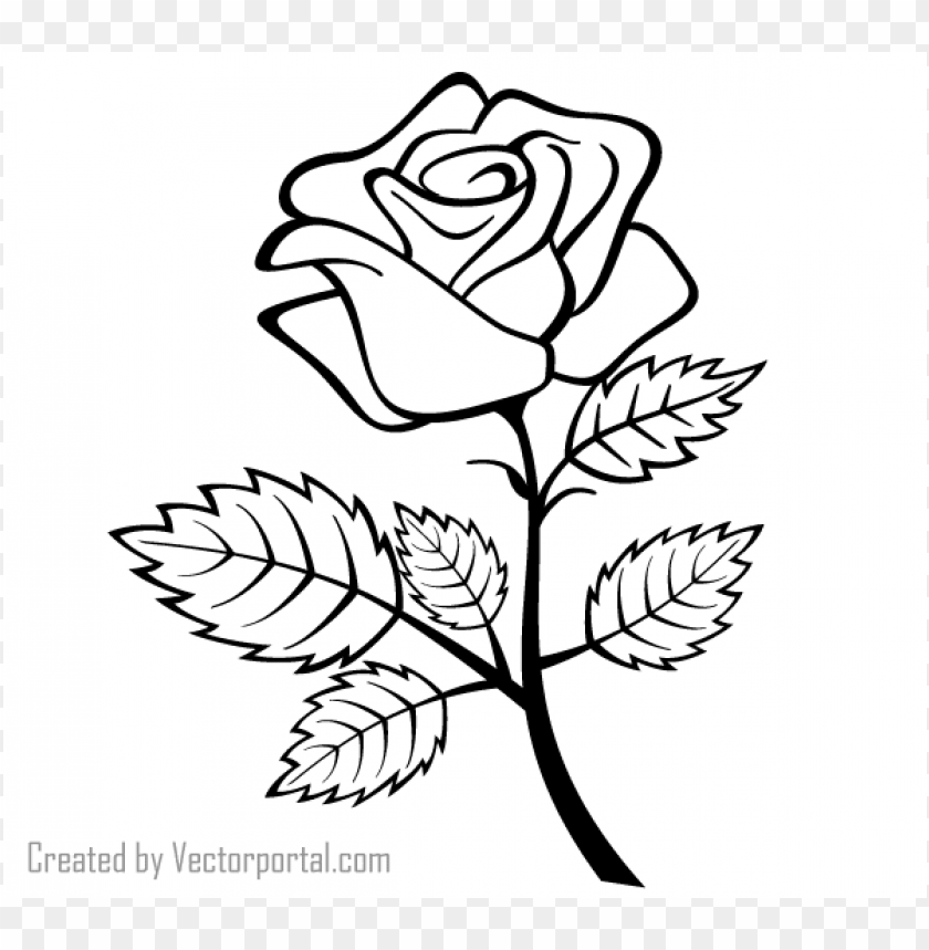 Printable Rose Line Art - Free Coloring Page & Vector Illustration