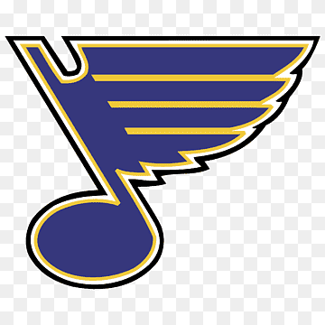 St. Louis Blues NHL team logo featuring a blue musical note with gold and black outlines on transparent background.