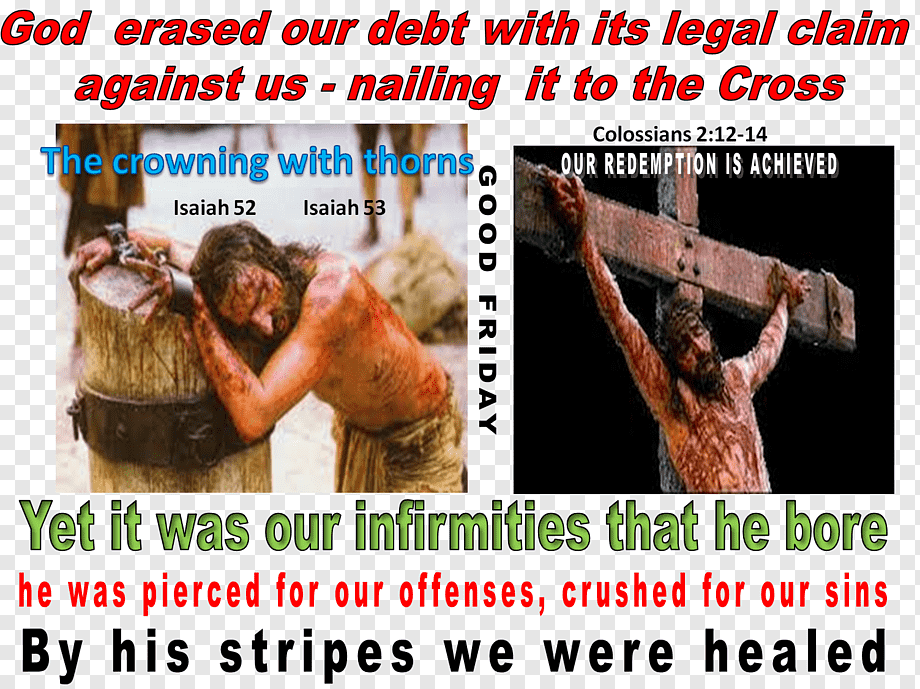 Jesus crowned with thorns and crucified, illustrating redemption through suffering per Isaiah 52-53 and Colossians 2:12-14.