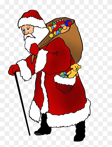 Classic Santa Claus Carrying Toy Sack - Festive Holiday Illustration