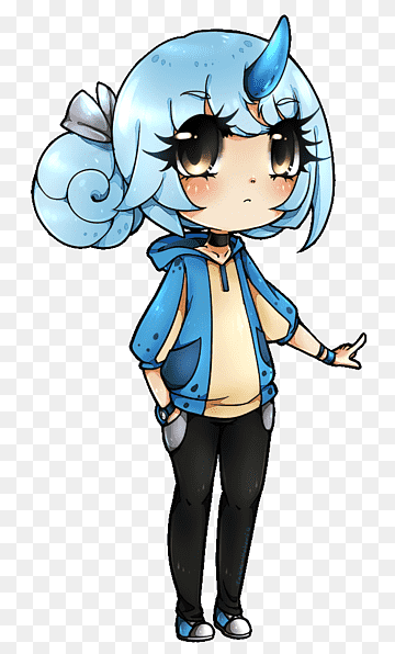 Blue Unicorn Chibi Character - Cute Anime-Style Illustration