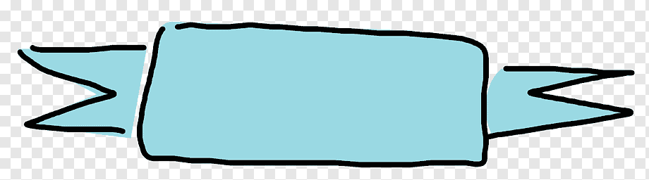 Hand-drawn light blue ribbon banner with black outline and jagged ends on transparent background.
