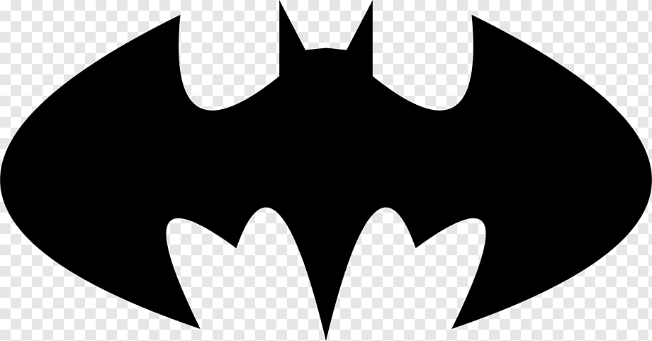 Black Batman logo silhouette with pointed ears and wing-like shape on transparent background.