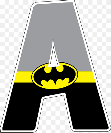 A stylized letter 'A' in gray, yellow, and black with the Batman logo centered on the yellow stripe.