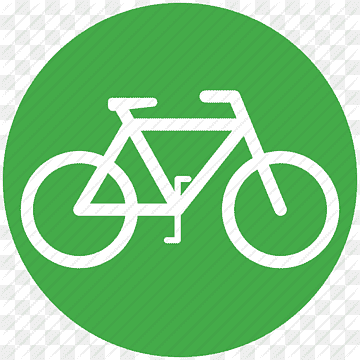 Green circular icon with white bicycle silhouette, indicating bike-friendly or cycling-related content.