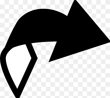 Black curved arrow pointing left with a sharp triangular head and tapered tail, on transparent background.