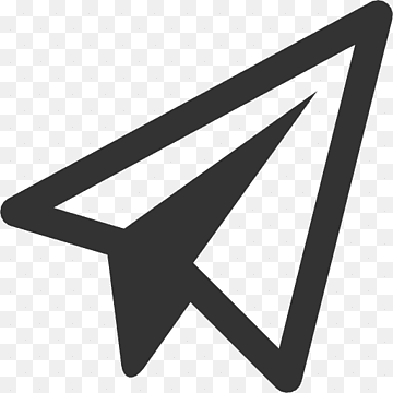 Black paper airplane icon on transparent background, symbolizing messaging or sending.