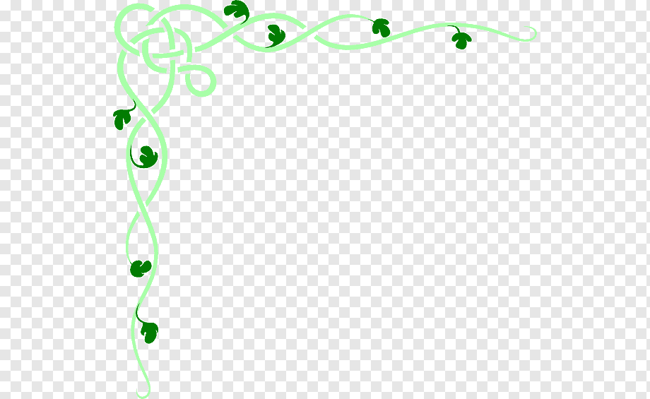 Light green vine border with Celtic knot and leaf motifs in top-left corner on transparent background.