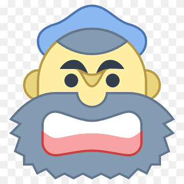 Cartoon wizard with blue hat, gray beard, and expressive open-mouthed face.