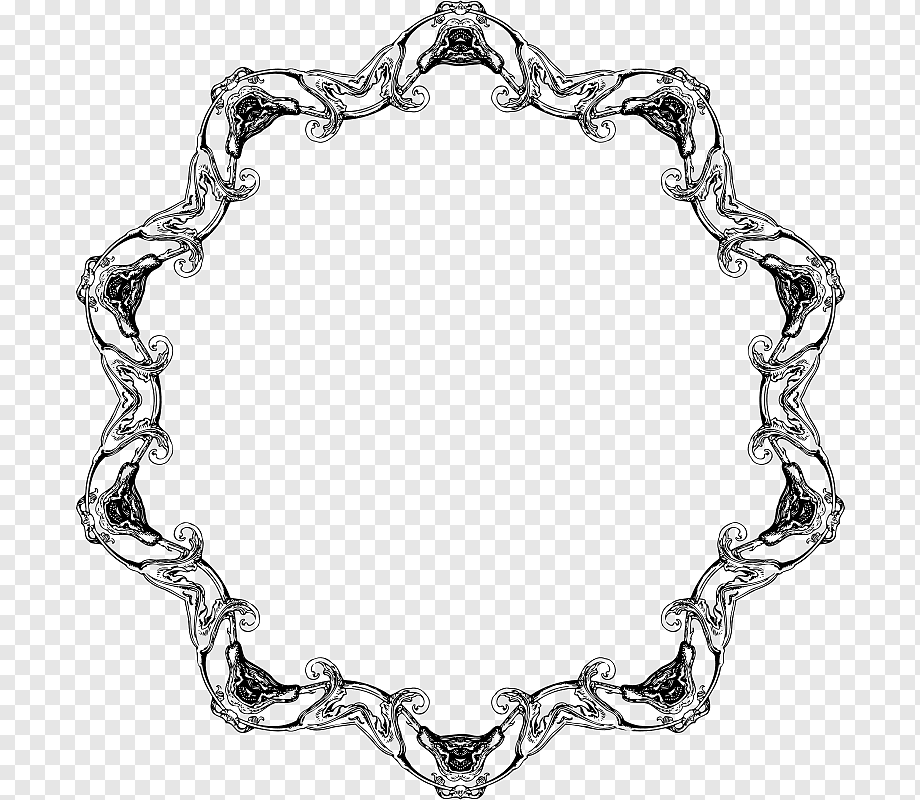 Intricate black-and-white Art Nouveau-style ornamental frame with flowing organic motifs and symmetrical floral swirls.