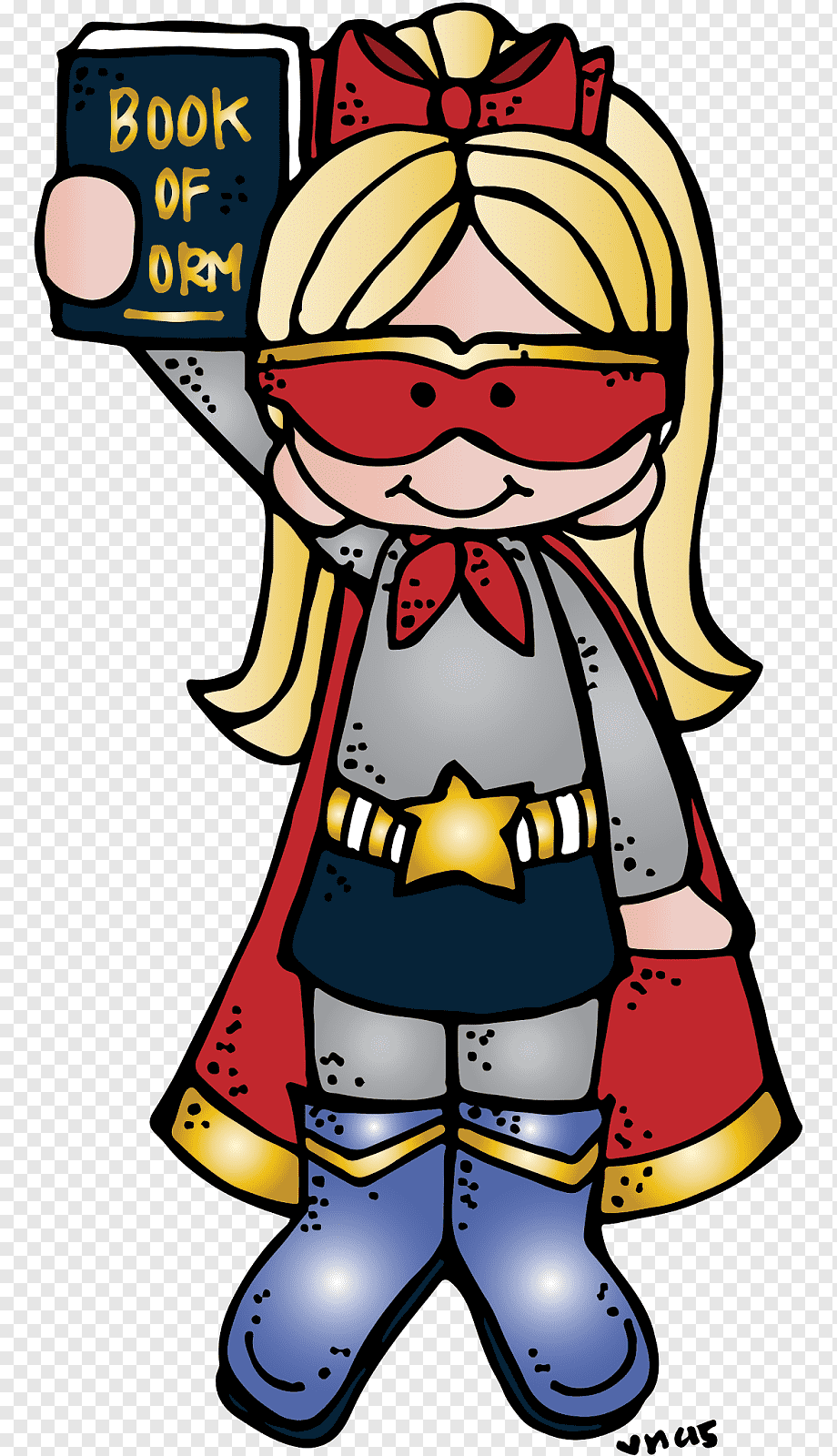 Superhero Girl Holding Book of ORM - Educational Clipart