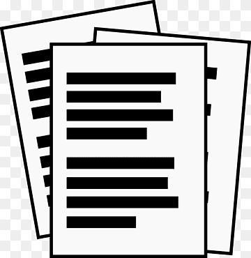 Stack of three white document pages with black placeholder text lines, symbolizing reports, contracts, or written content.