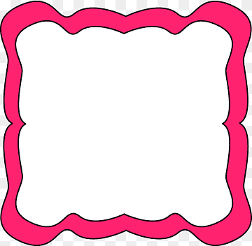 Bright pink scalloped border frame with white center, transparent background, decorative clipart style.
