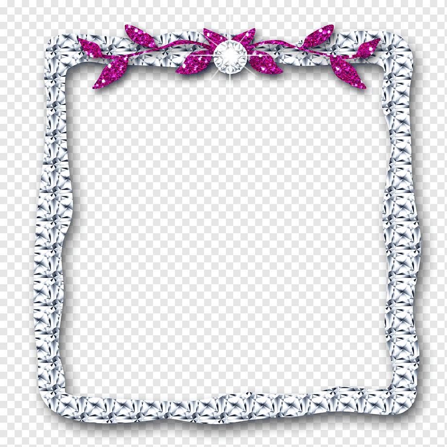 Elegant Diamond Frame with Pink Floral Decor - Free PNG Download